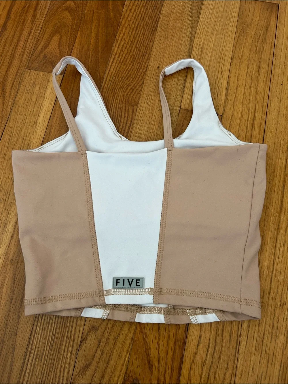 Kids Dance Crop Tank — Nude & White